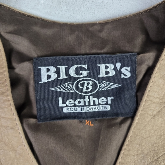 Big B’s Leather South Dakota Leather Motorcycle Vest with Side Laces Sz XL - Picture 4 of 6